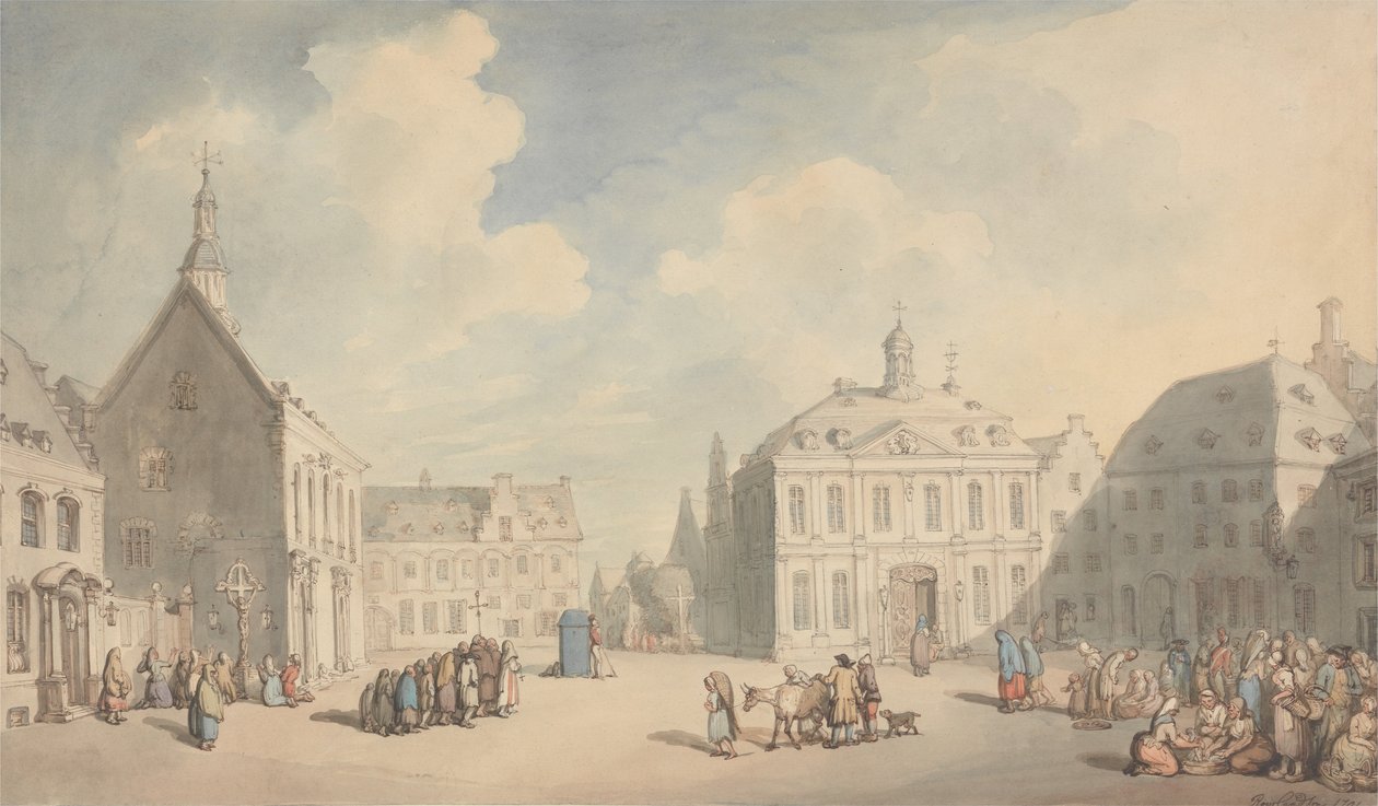 Ansicht des Marktplatzes in Jülich in Westfalen von Thomas Rowlandson