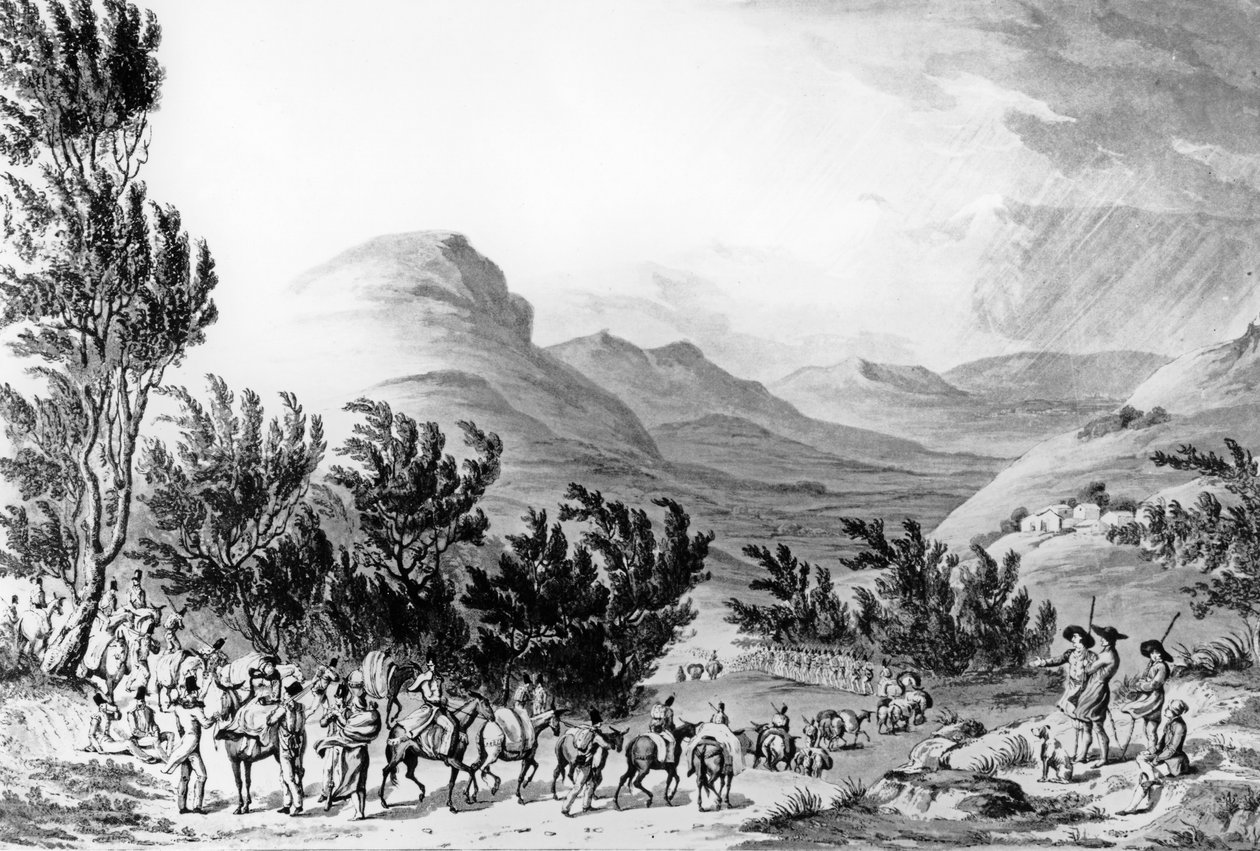 Serra de Estrella oder de Neve, der Marsch des Gepäcks, das der Armee folgt, 16. Mai 1811, graviert von Charles Turner, 1815 von Thomas Staunton St. Clair