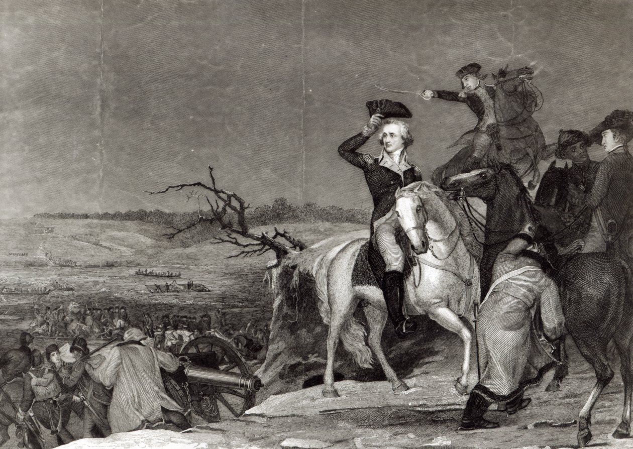 Der Übergang über den Delaware im Jahr 1776, graviert von J.N. Gimbrede für 
