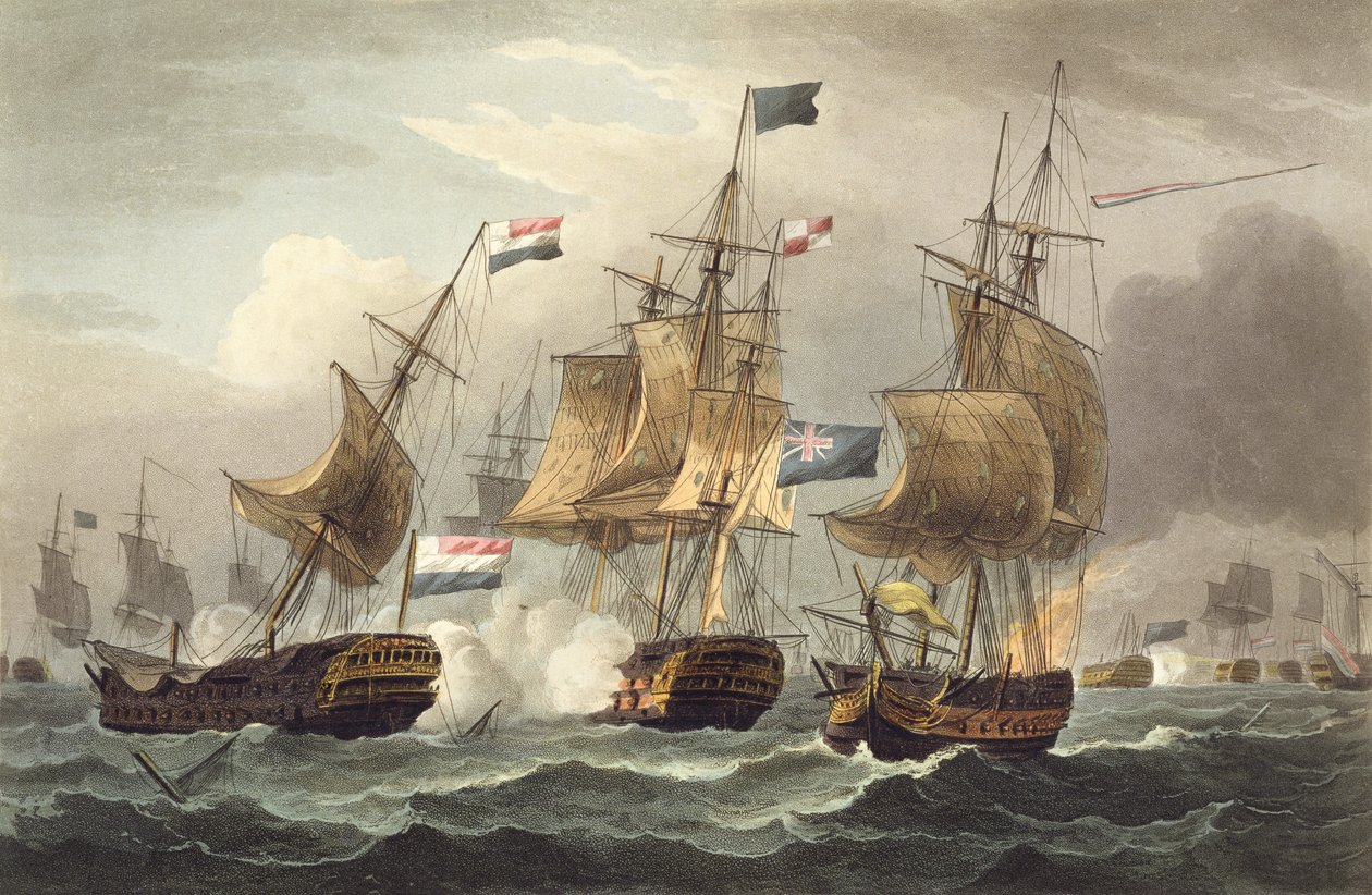 Gefechte bei Camperdown, 11. Oktober 1797, graviert von Thomas Sutherland für J. Jenkins