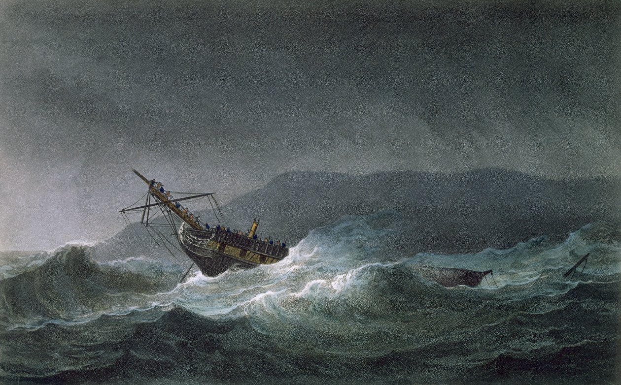 Verlust der Blanche vor Abrevack, 4. März 1807, graviert von T. Sutherland für 