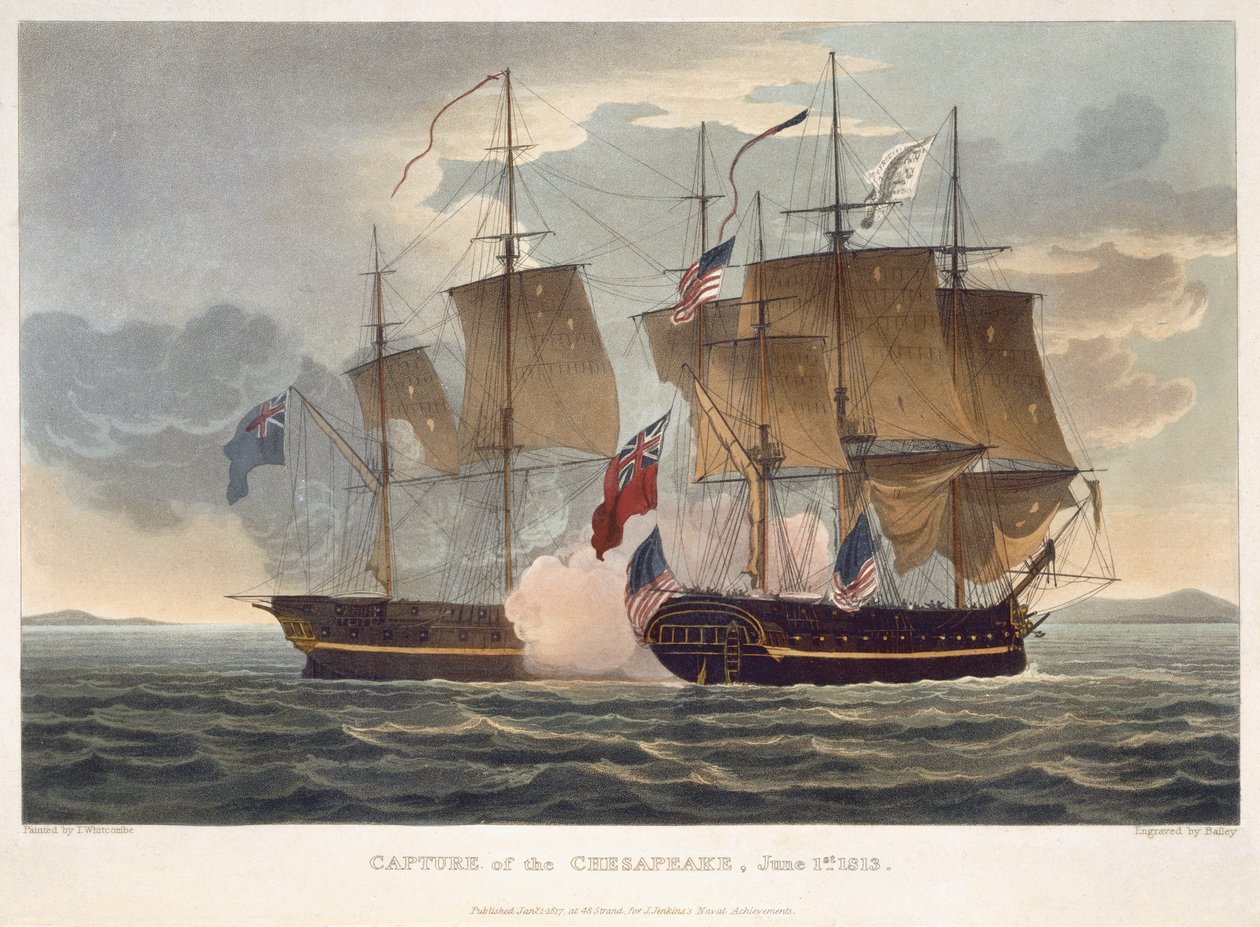 Die Eroberung der Chesapeake, 1. Juni 1813, gestochen von Bailey für J. Jenkins