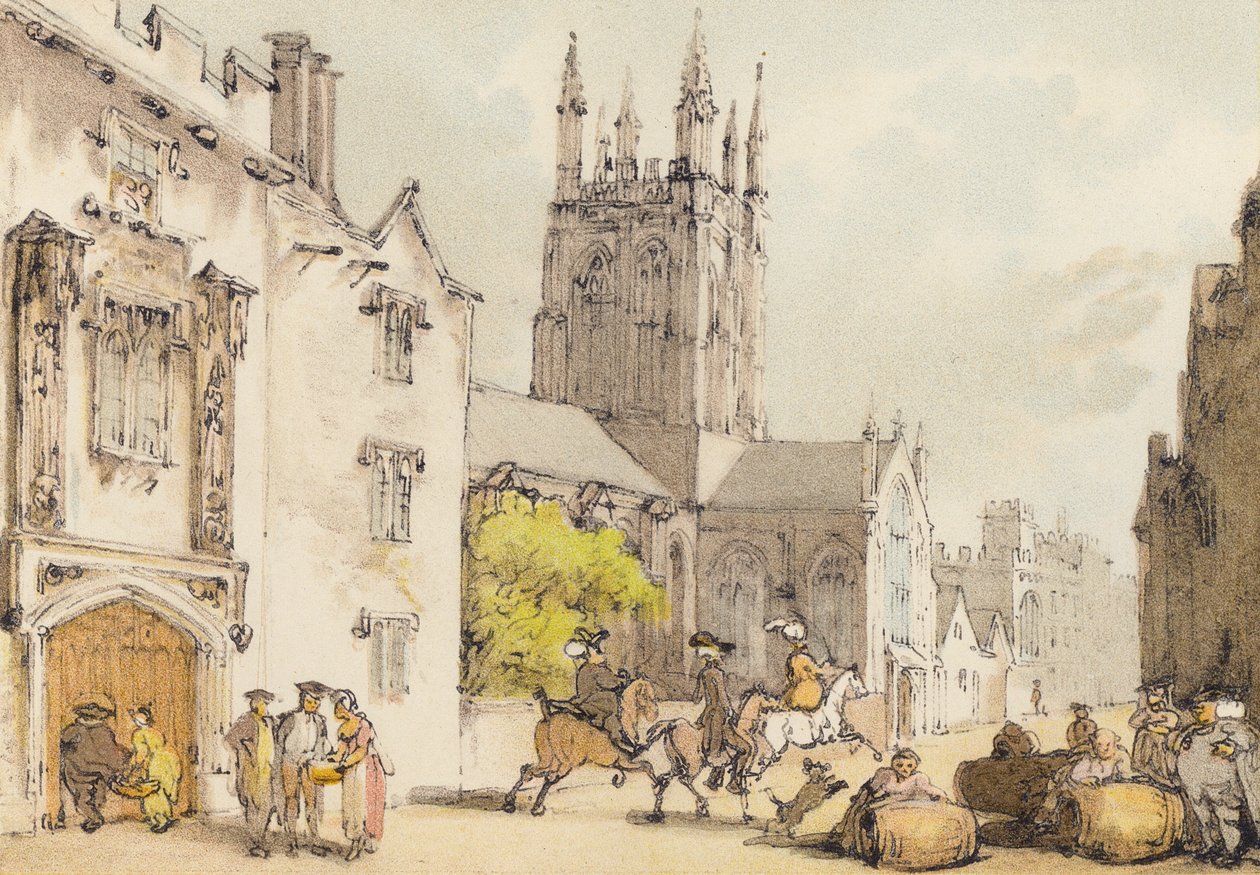 Merton College (Farblithografie) von Thomas (after) Rowlandson