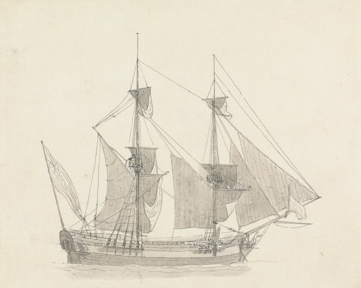 Ein Zweimaster unter Segel von Thomas Daniell