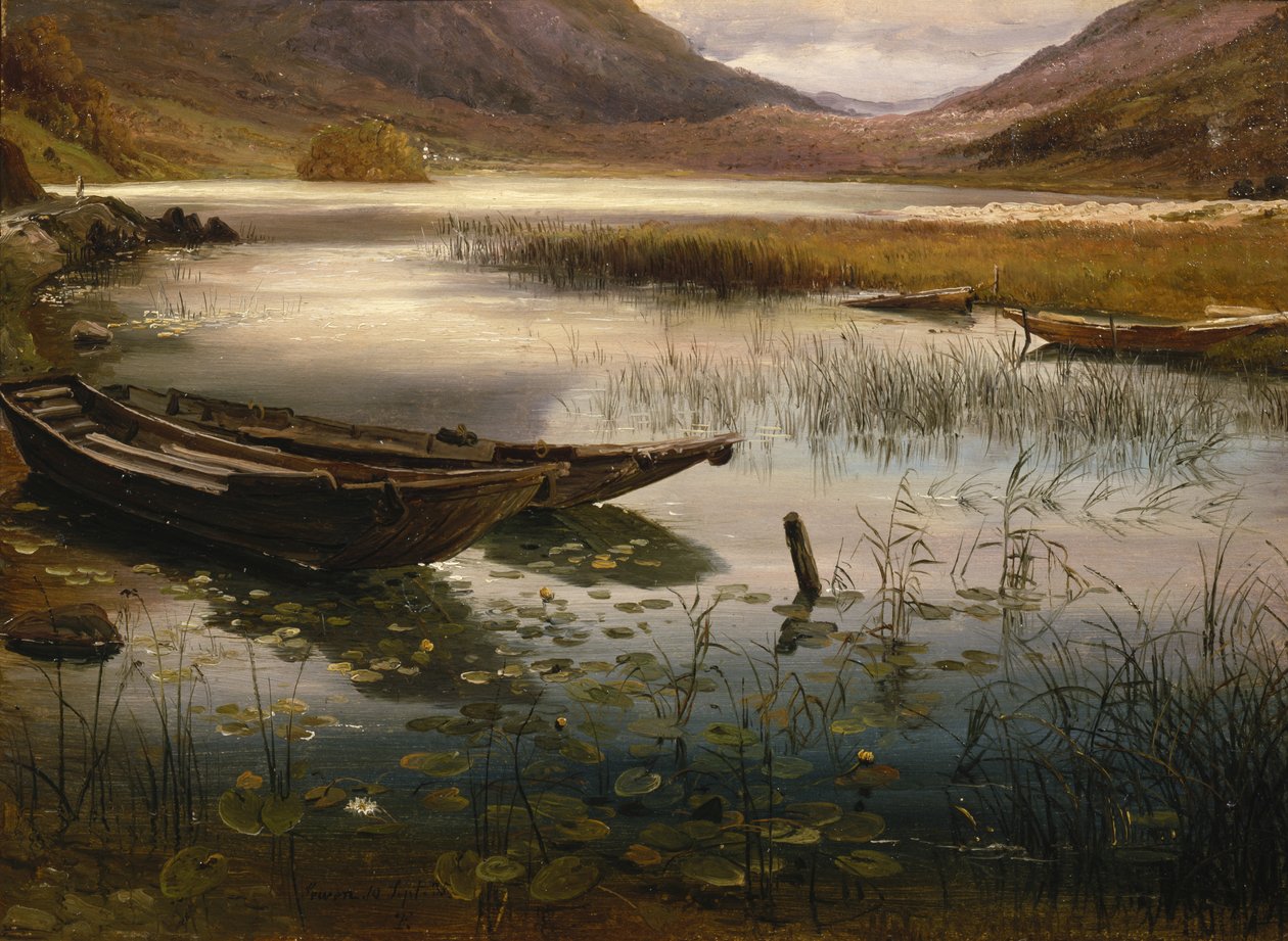 Boote und Seerosen von Thomas Fearnley