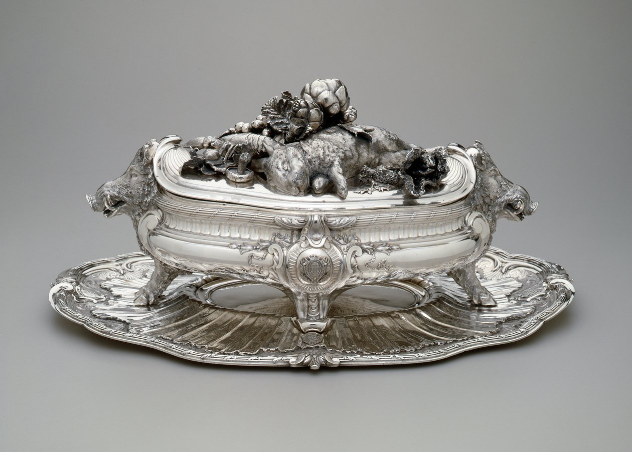Terrine mit Deckel, Einsatz und Ständer von Thomas Germain