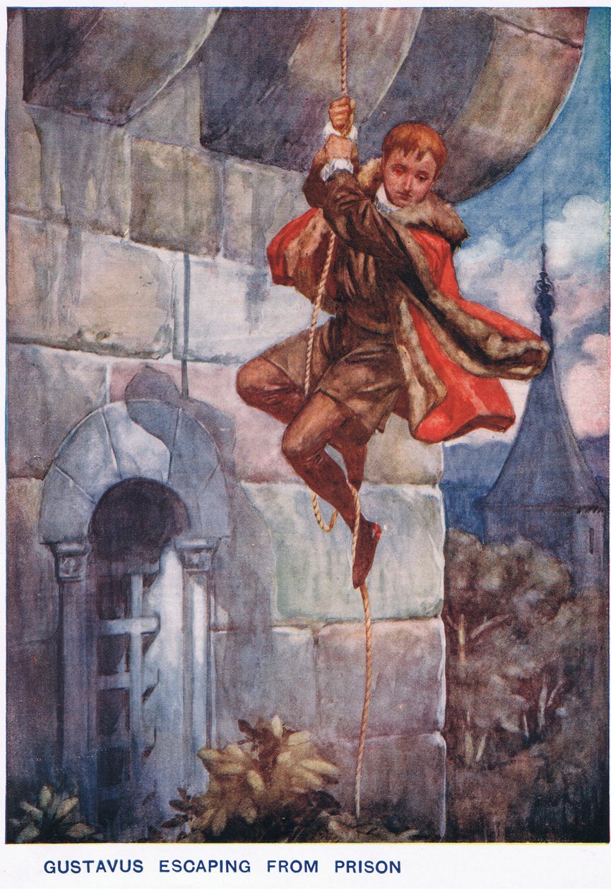Gustavus flieht aus dem Gefängnis von Thomas Heath Robinson