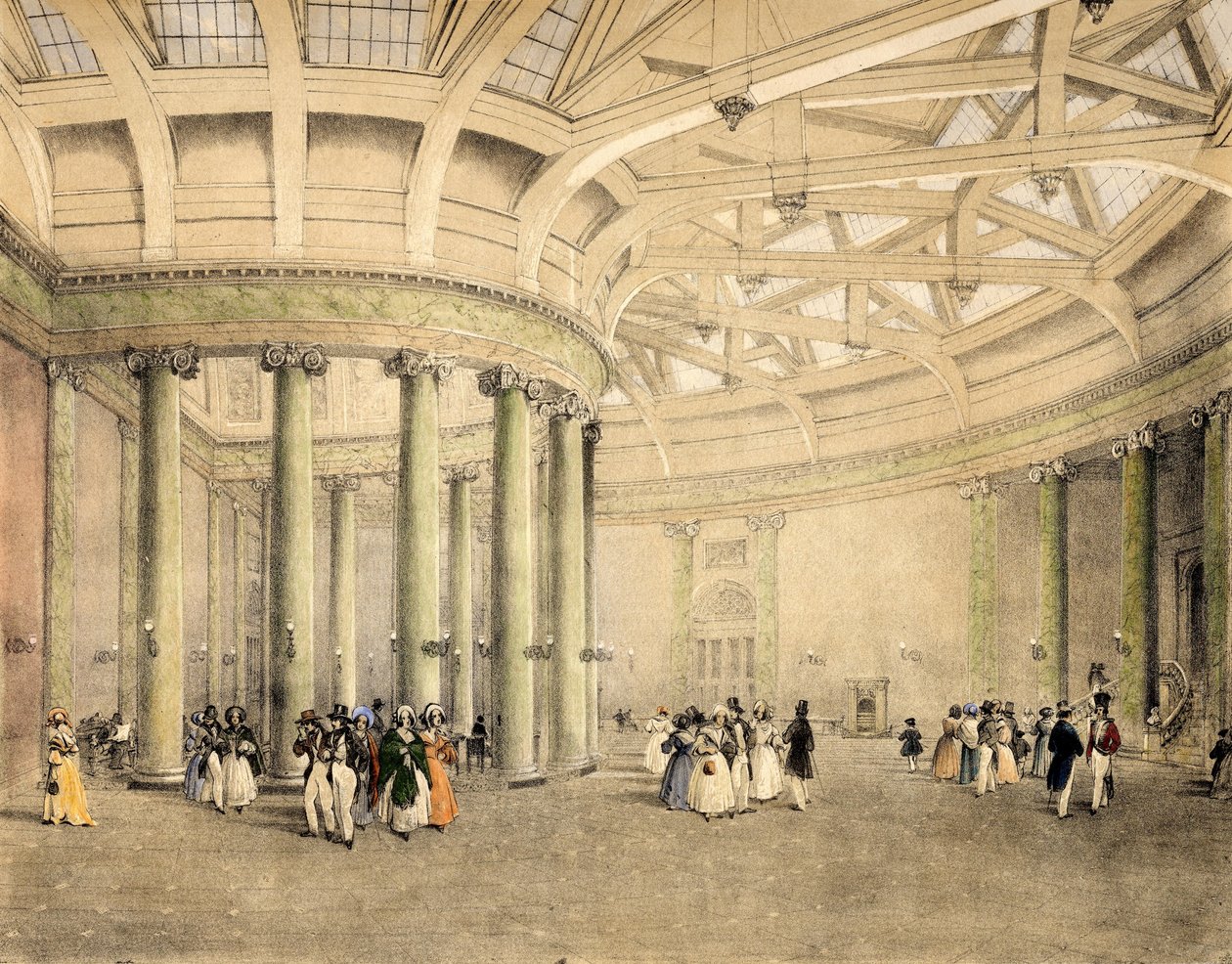 Central Exchange, Nachrichtenraum, ca. 1838 von Thomas Miles Richardson