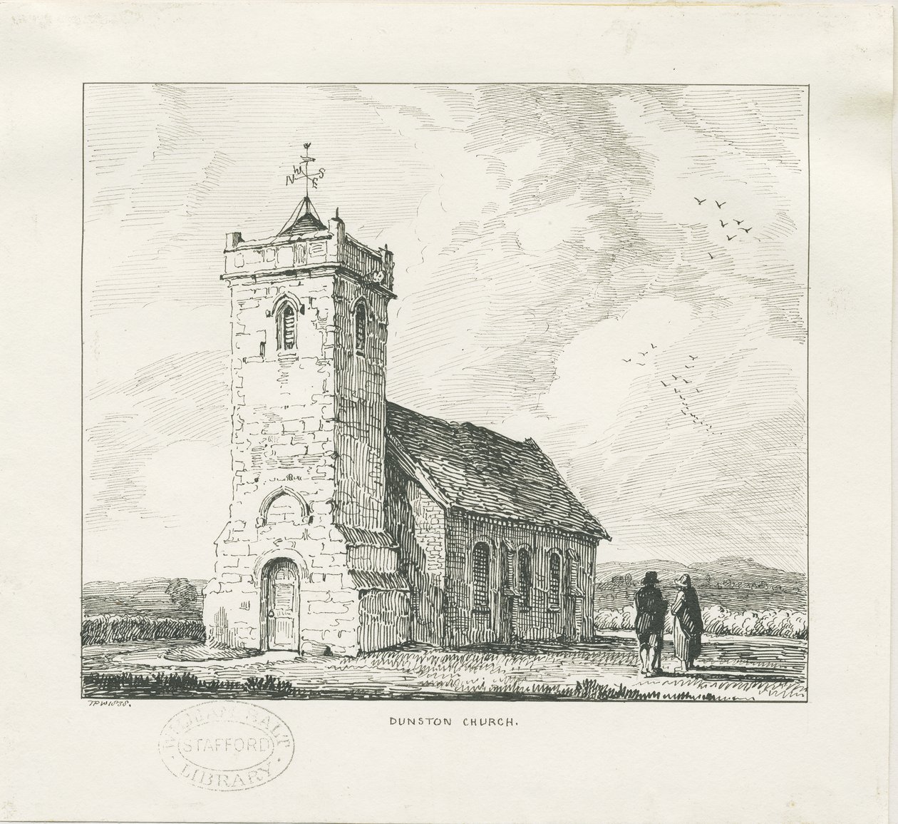 Dunston Kirche: Federzeichnung von Thomas Peploe Wood