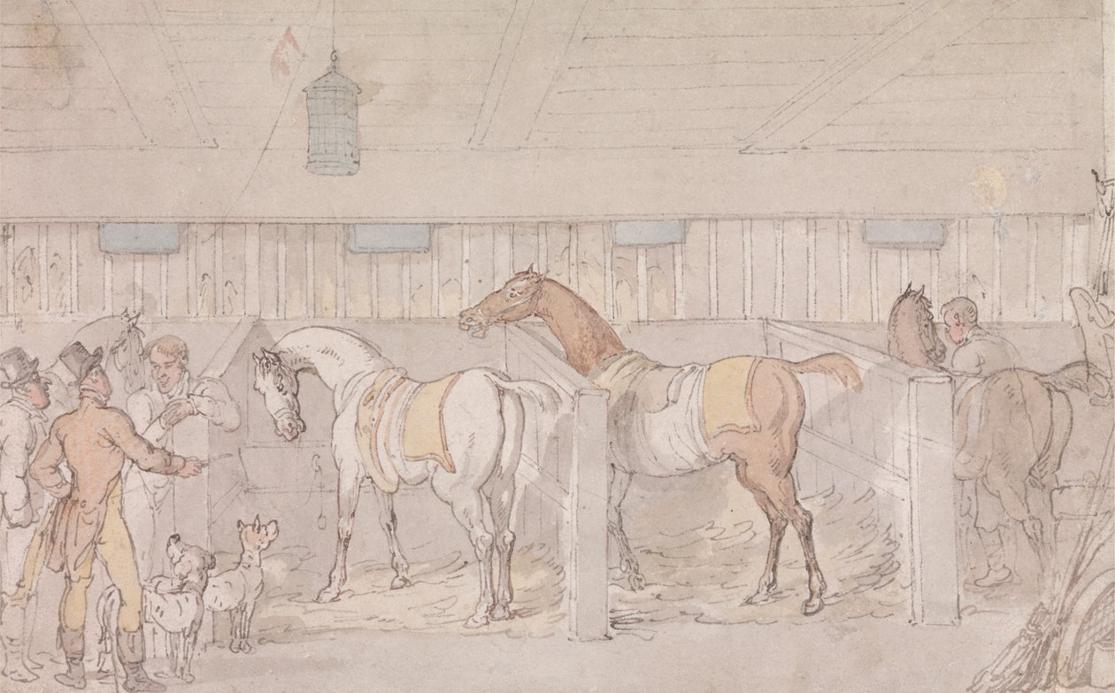 Innenansicht eines Stalls von Thomas Rowlandson