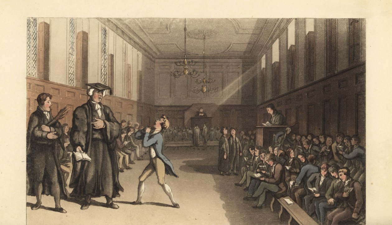 Junger Schüler, der eine Jungenschule abschließt von Thomas Rowlandson