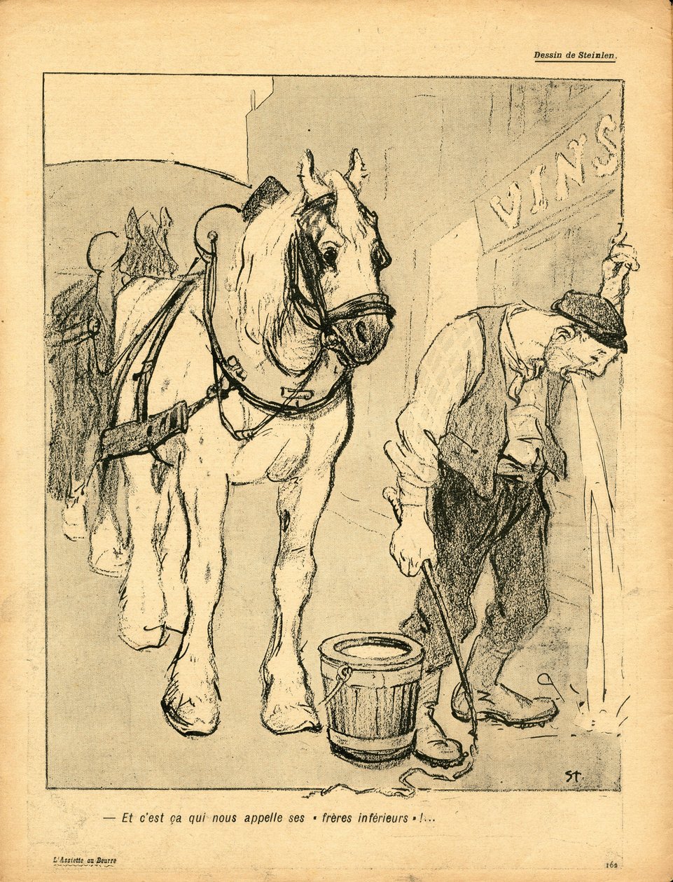 Der Butterteller, satirisch in Farben von Théophile Alexandre Steinlen