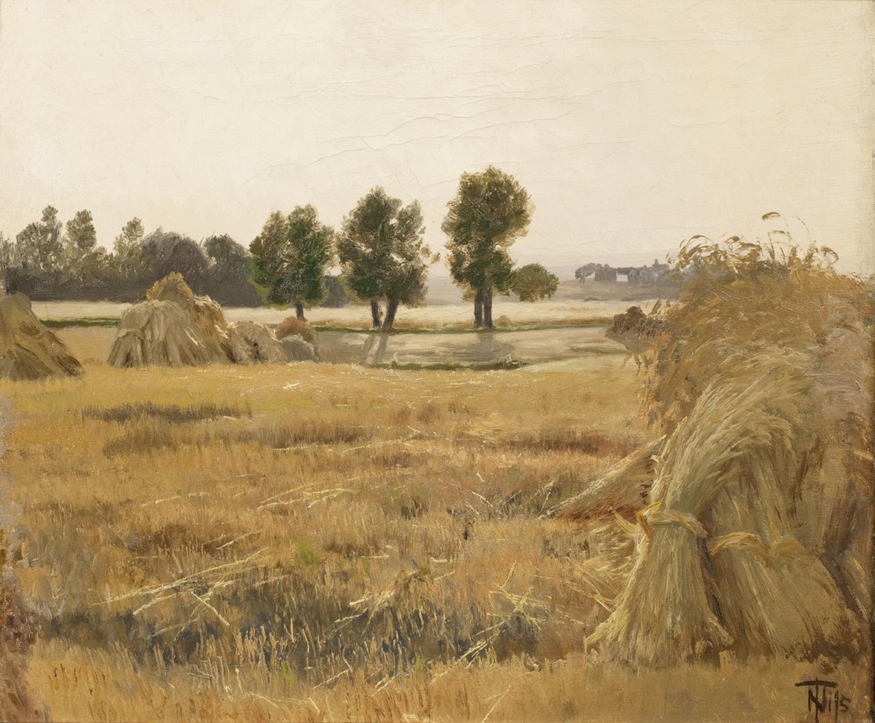 Feld mit Getreidehaufen von Thorvald Niss