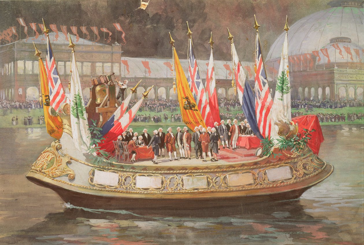 Die Unabhängigkeitserklärung Barge auf der Weltausstellung in Chicago 1893 von Thure de Thulstrup