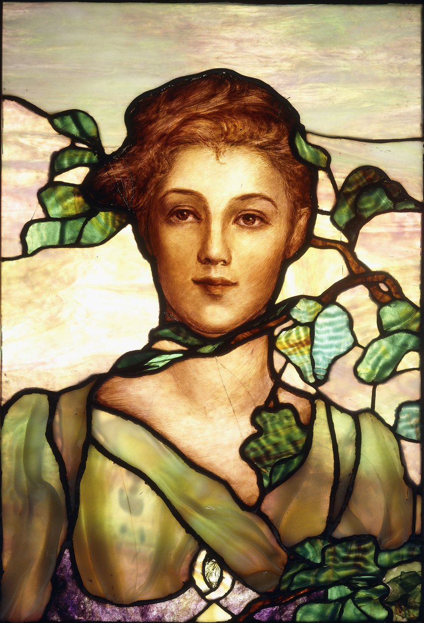 Ein bleiverglastes Porträtfenster, ca. 1900 von Tiffany Studios