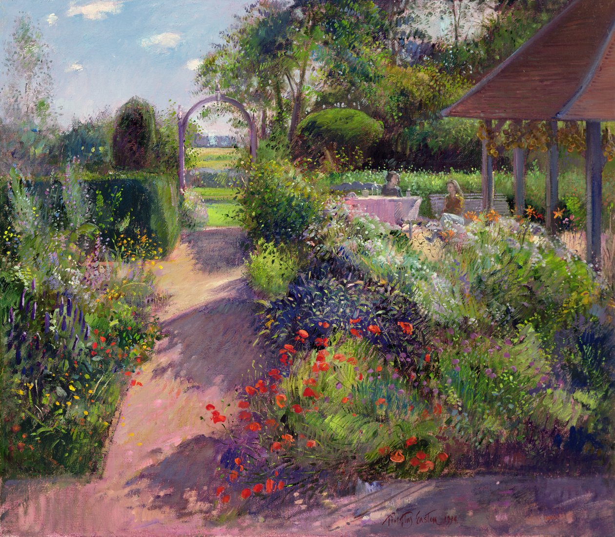 Morgenpause im Garten, 1994 von Timothy Easton