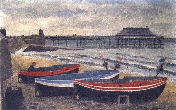 Boote am Strand von Cromer von Tirzah Ravilious