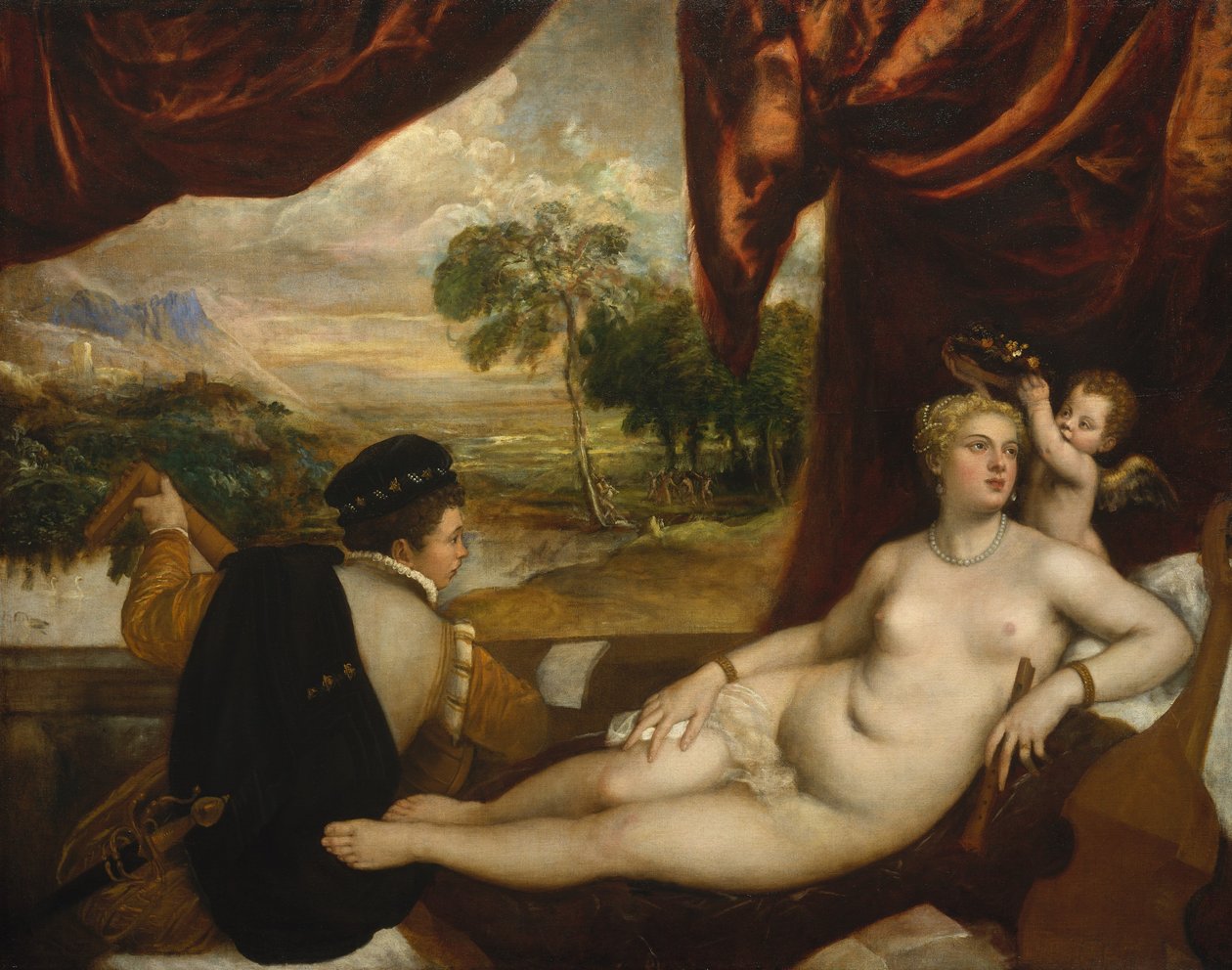 Venus und der Lautenspieler, ca. 1565-70 von Tiziano Vecelli