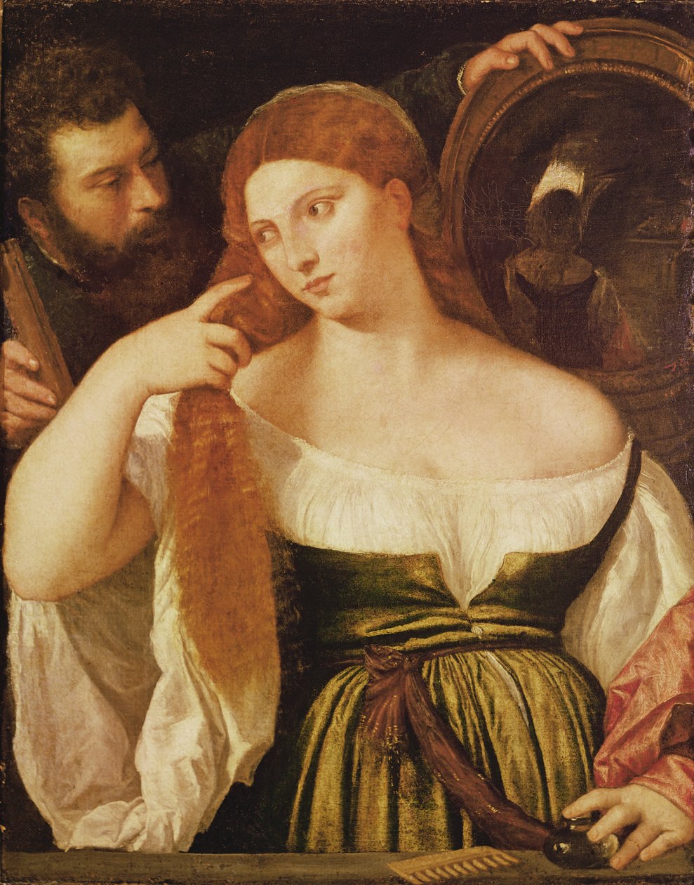 Frau kämmt ihr Haar von Tiziano Vecelli