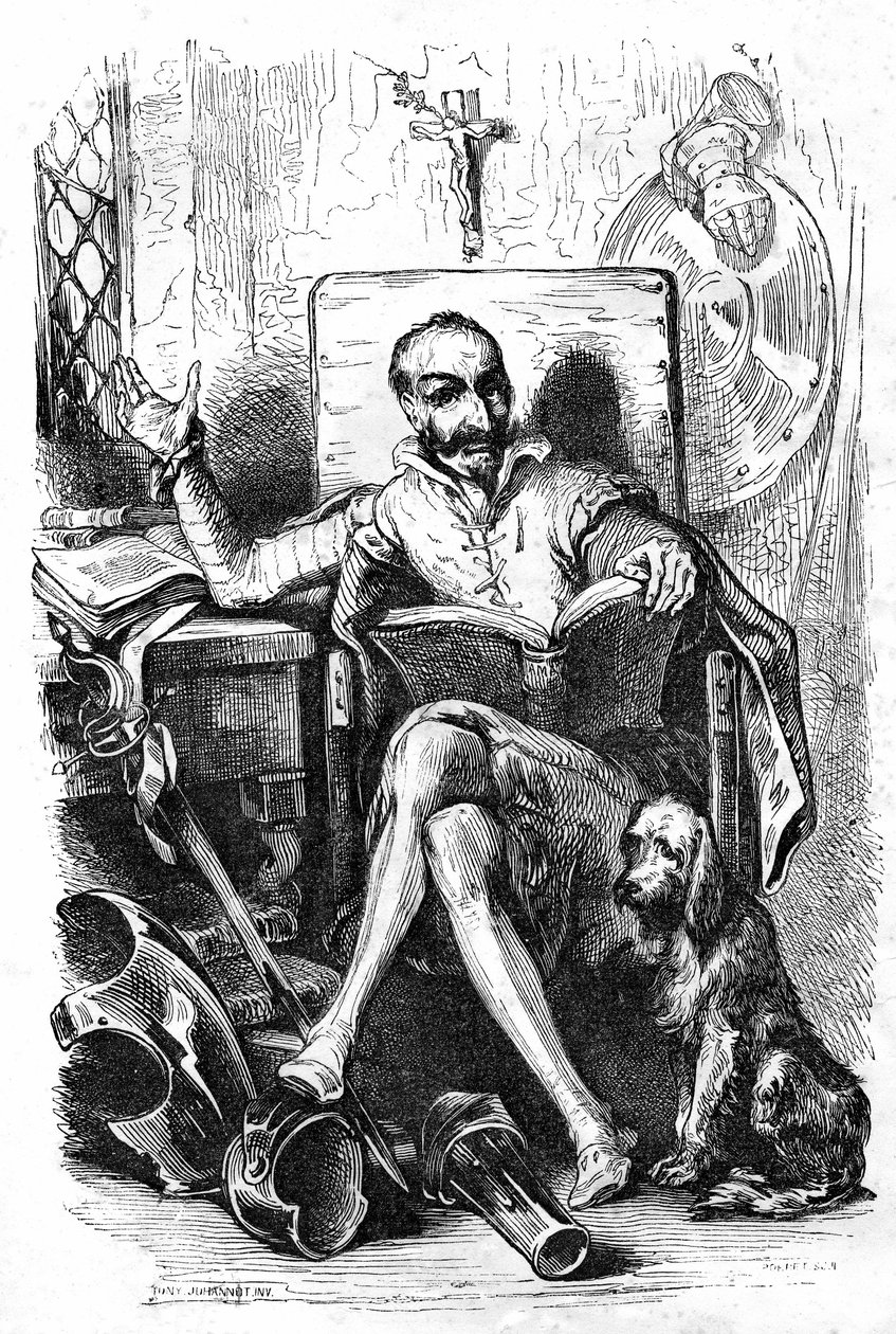 Cervantes als Don Quijote von Tony Johannot