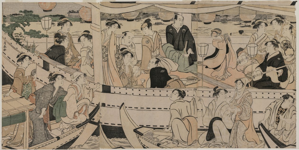 Bootsfahrt auf dem Sumida-Fluss von Torii Kiyonaga