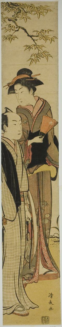 Paar unter einem Baum von Torii Kiyonaga