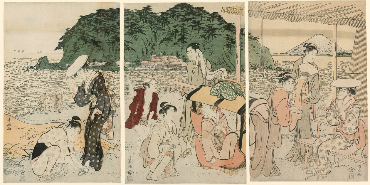 Besucher in Enoshima von Torii Kiyonaga