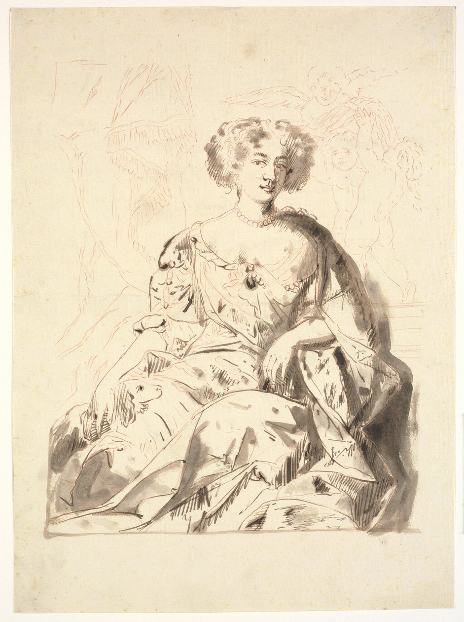 Porträt einer Dame, sitzend, Halbfigur von Ubekendt