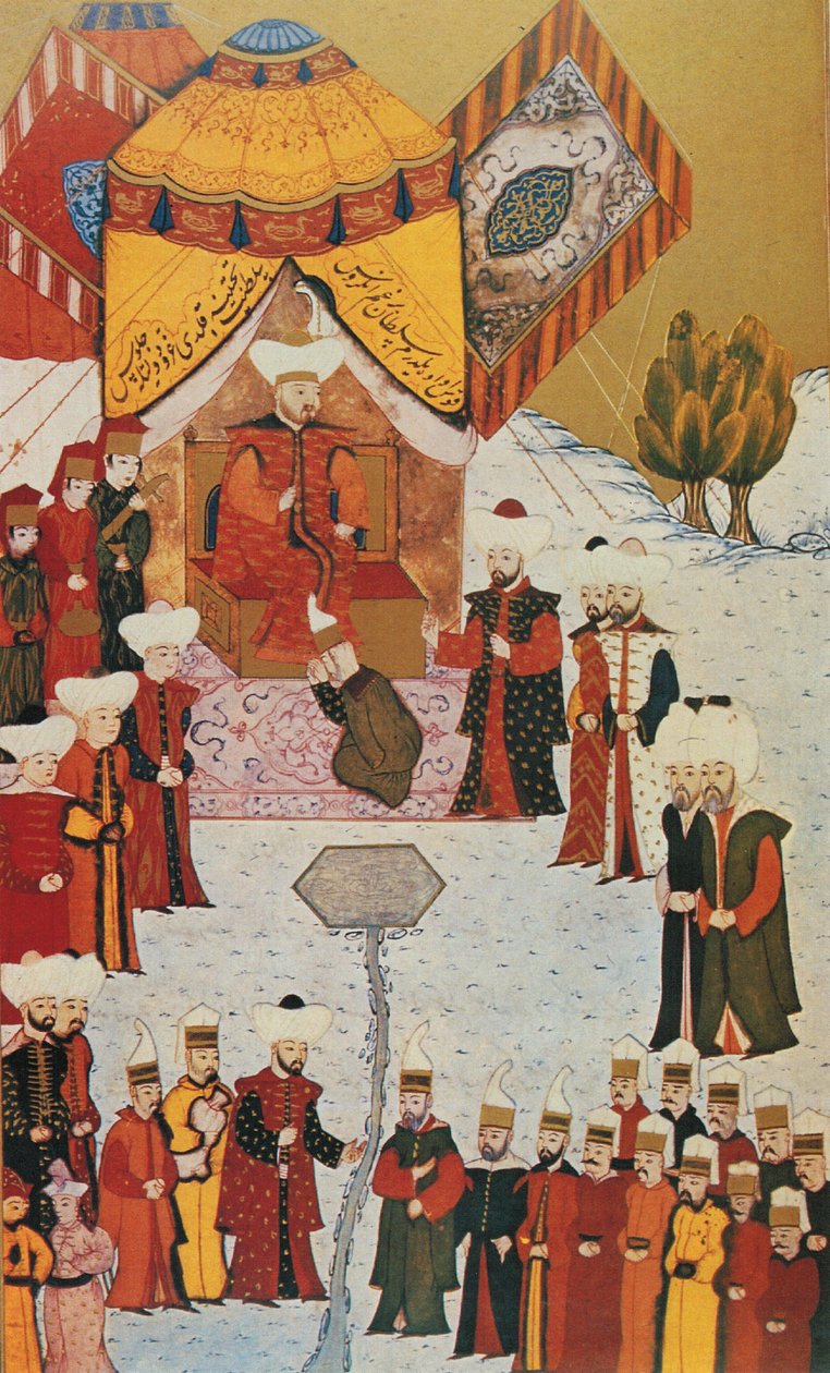 Bayezit zum Sultan ausgerufen - Miniatur aus dem 15. Jahrhundert von Unbekannt Unbekannt