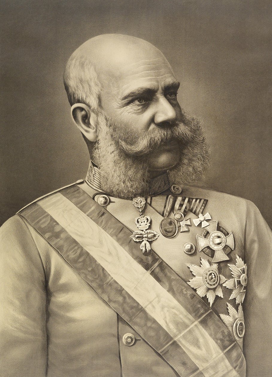 Porträtlithographie Kaiser Franz Joseph I in Uniform mit Ordensschmuck von Unbekannt Unbekannt