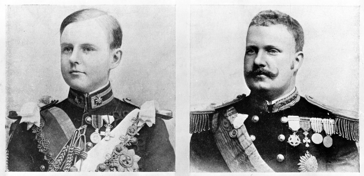 Luís Filipe, Kronprinz von Portugal, Herzog von Braganza und sein Vater, König Carlos I. von Portugal und der Algarve, ca. 1900 von Unbekannt Unbekannt