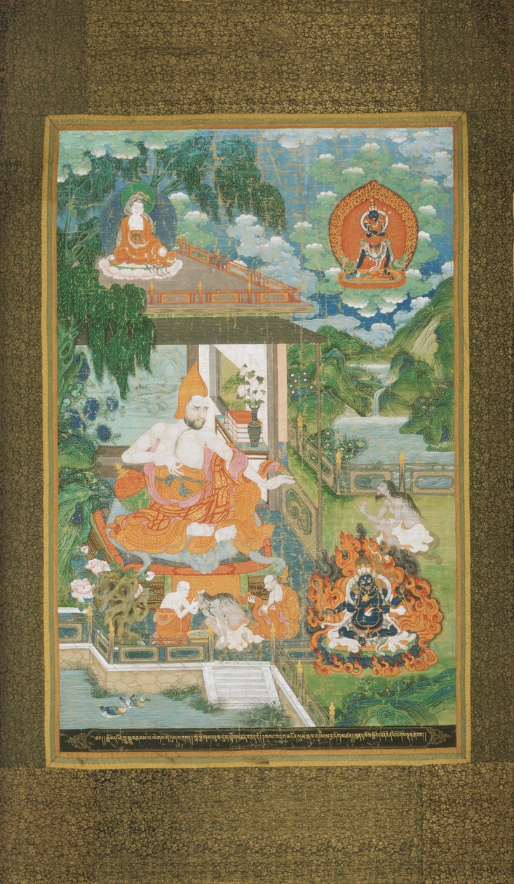 Acarya Bhavaviveka bekehrt einen Ungläubigen zum Buddhismus von Unbekannt Unbekannt