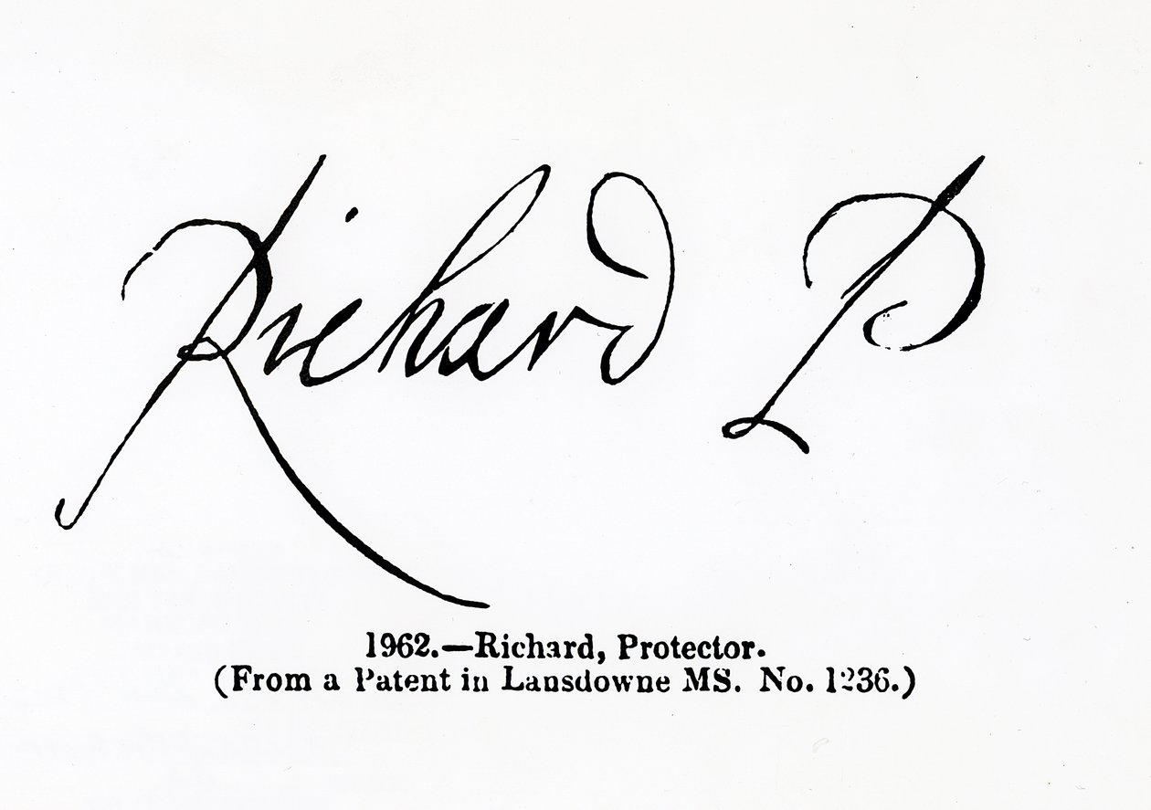 Reproduktion der Unterschrift von Richard Cromwell (1626-1712), Lordprotektor von Unbekannt Unbekannt