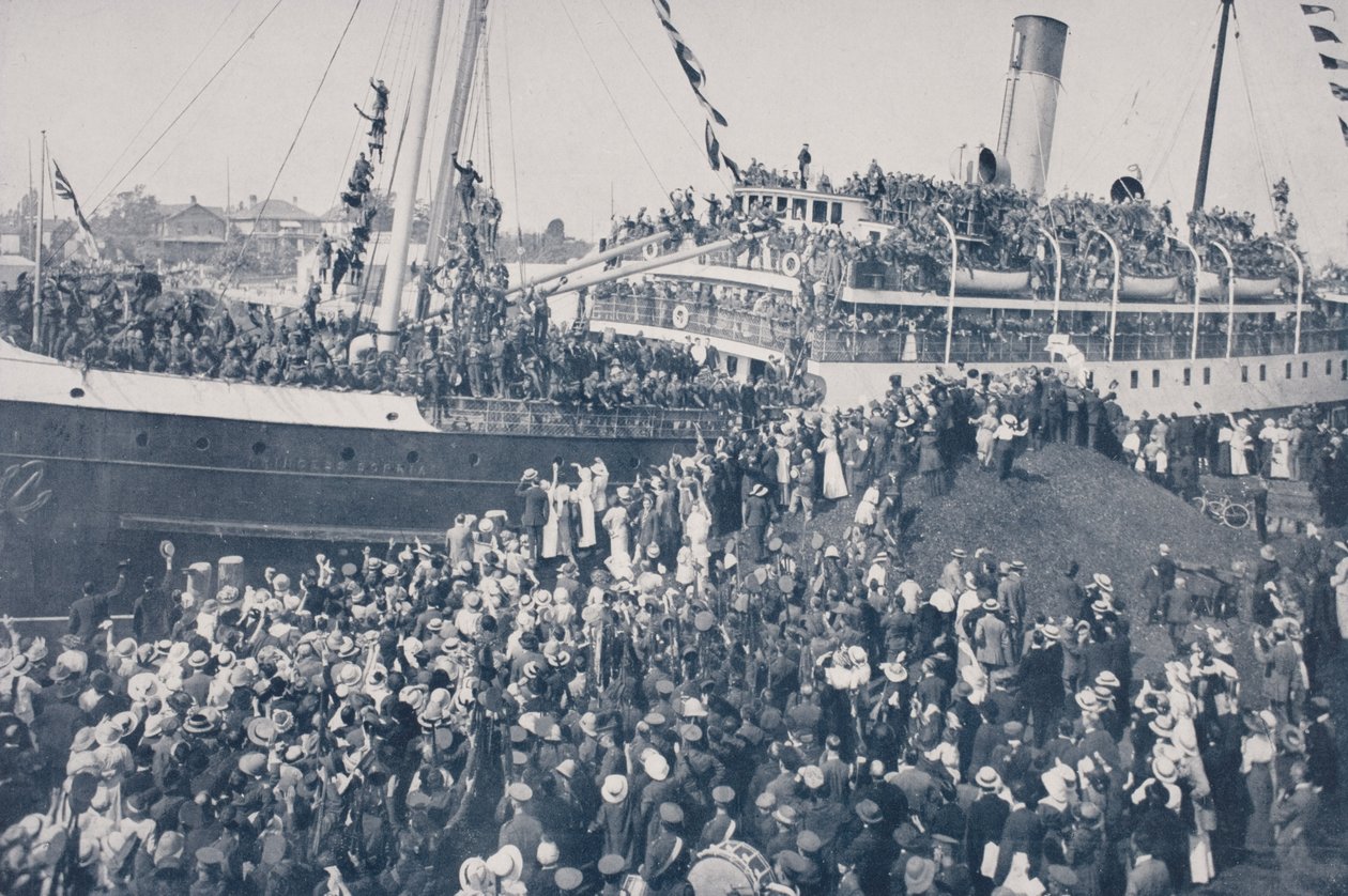 Kanadische Freiwilligentruppen, die in Victoria, British Columbia, Kanada, einschiffen von Unbekannt Unbekannt