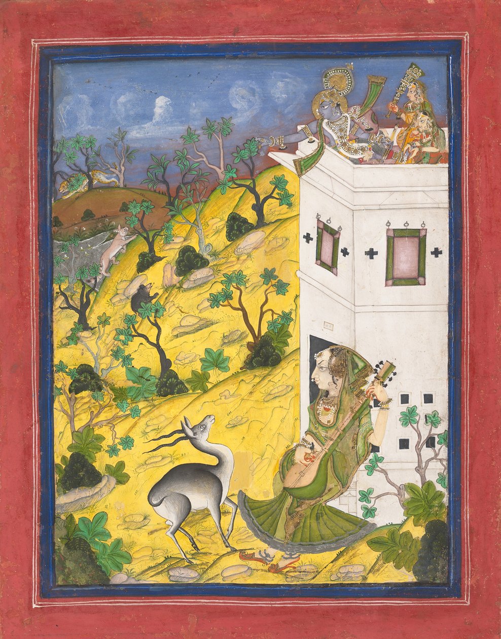 Eine Musikerin bezaubert eine Antilope, ca. 1825 von Unbekannt