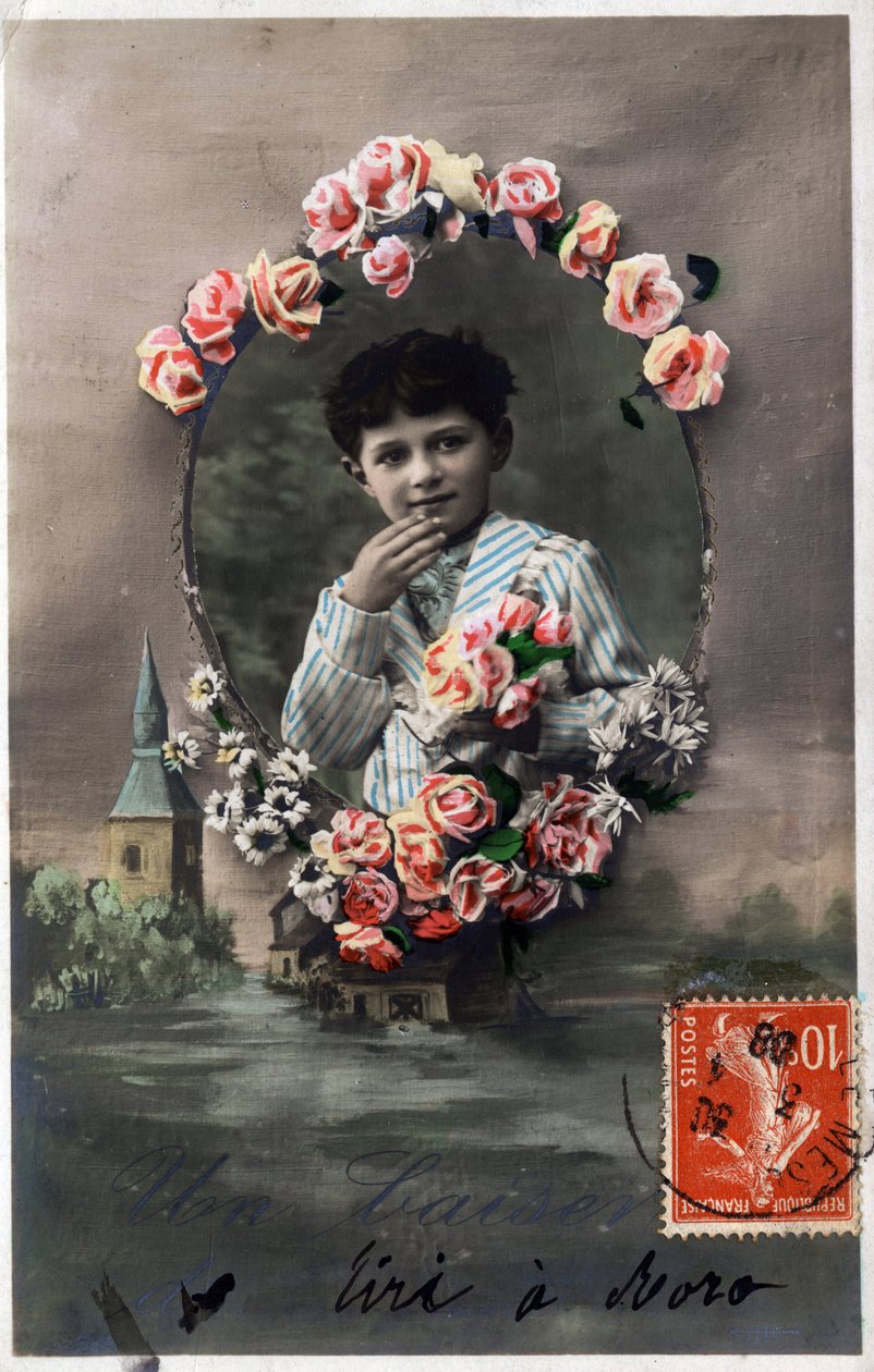 Ein Kuss - Postkarte von 1908 von Unbekannt