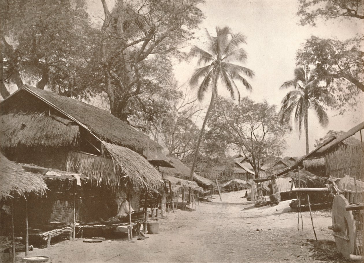 Eine typische burmesische Dorfszene, 1900 von Unbekannt