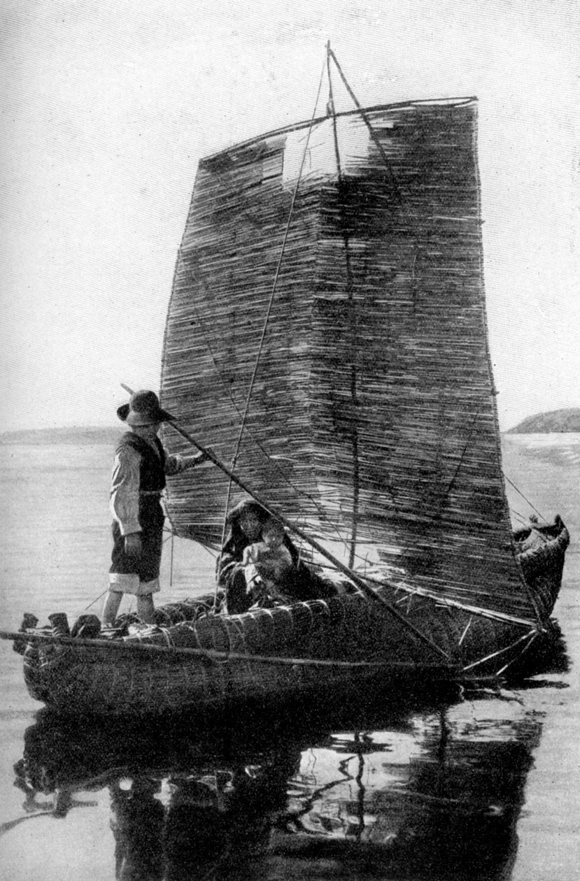 Ein Schilf-Balsa-Segelboot, Bolivien von Unbekannt