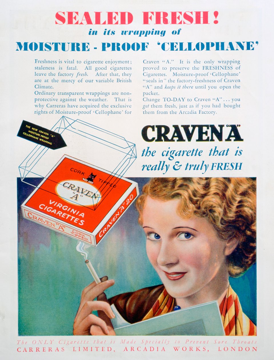 Werbung für Craven A Zigaretten, 1931 von Unbekannt