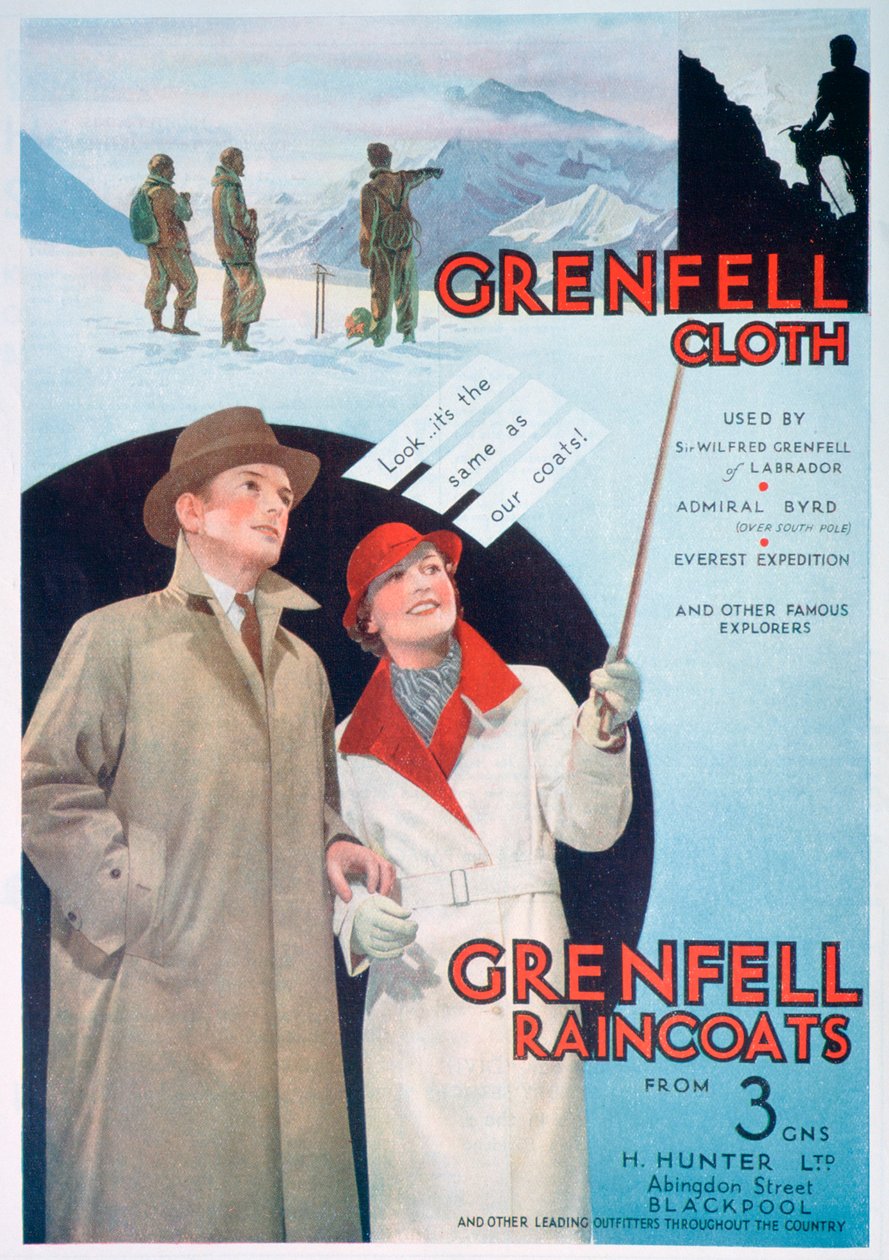 Werbung für Grenfell-Stoff und Regenmäntel, 1937 von Unbekannt