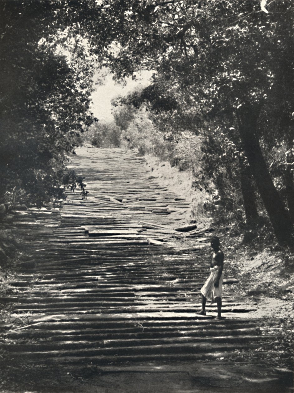 Anfang der Steintreppen von Mihintale, 1926 von Unbekannt