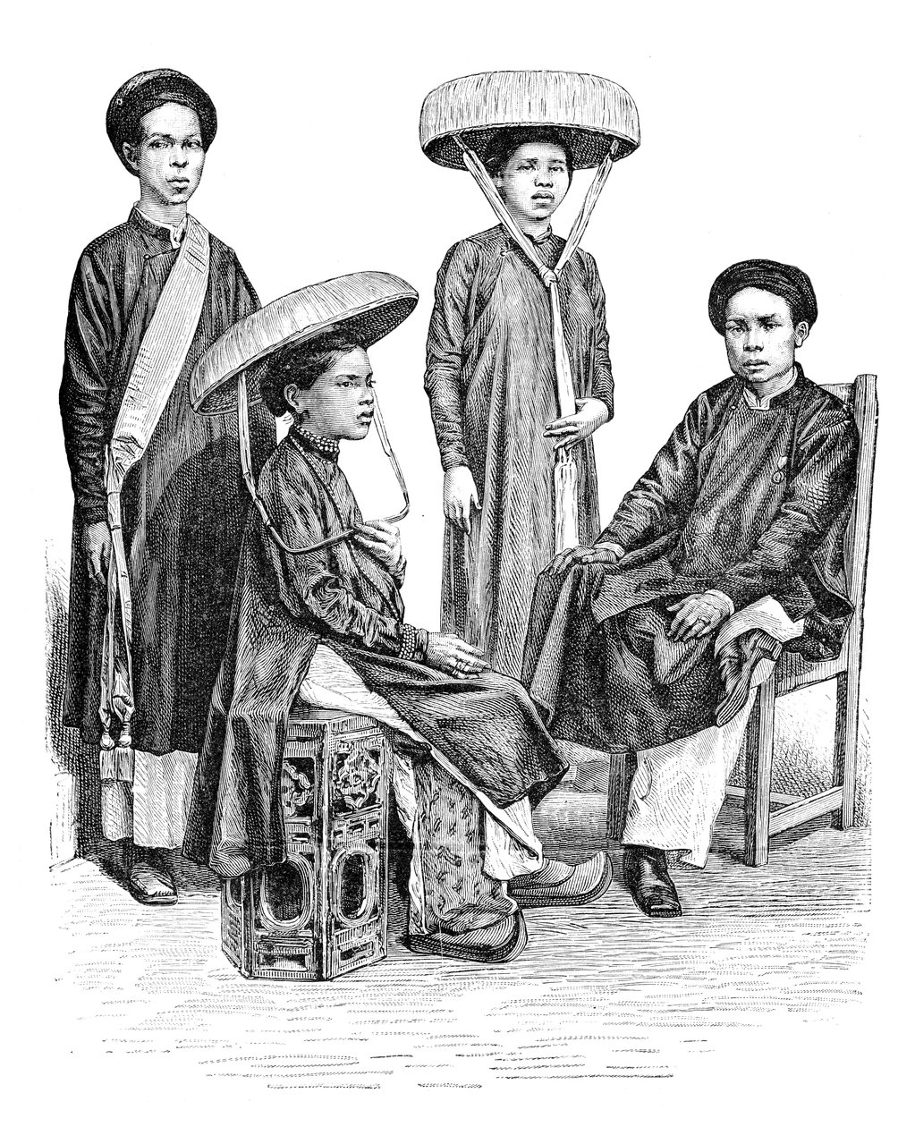 Annamitische Häuptlinge und Frauen, Vietnam, 1895 von Unbekannt