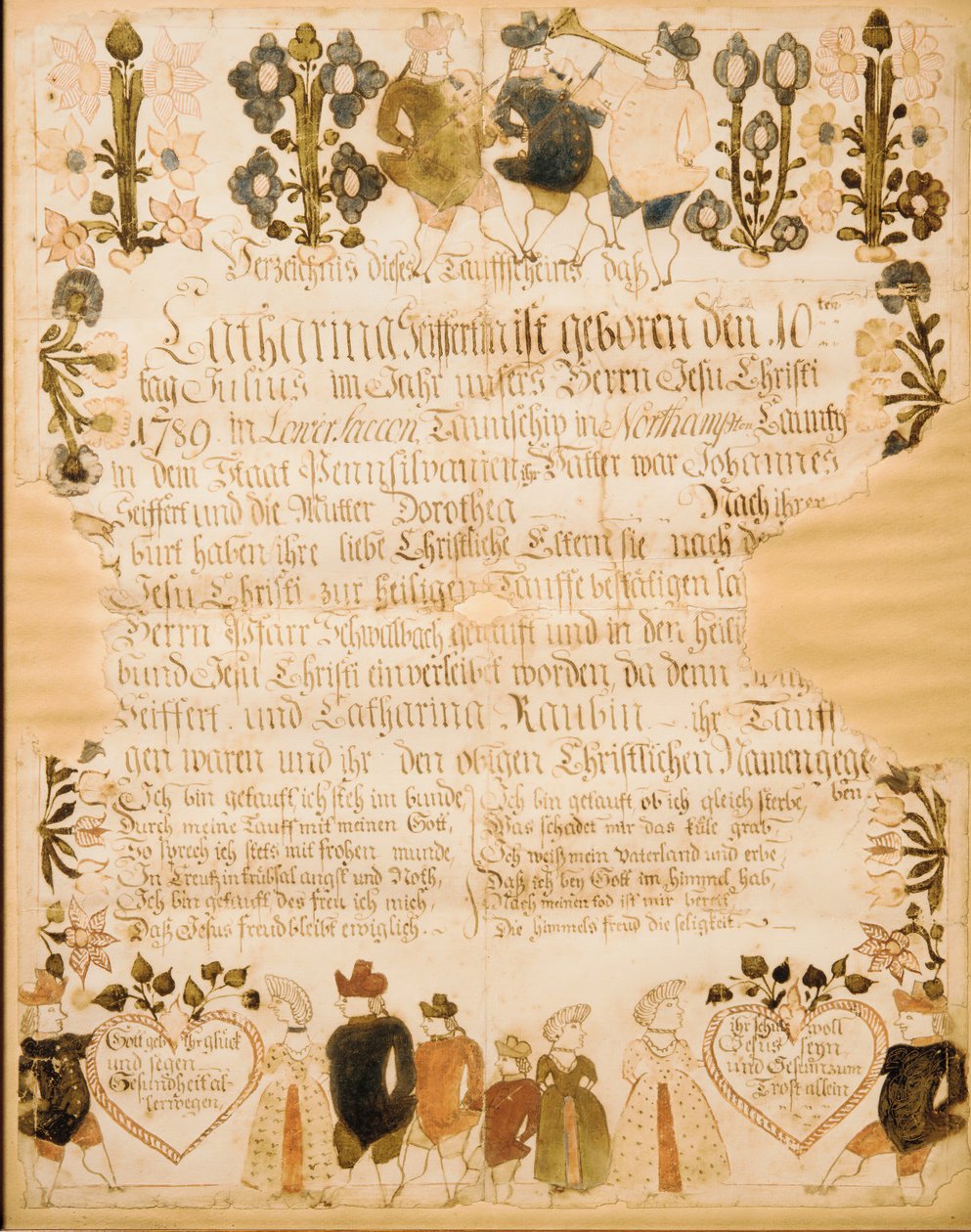 Geburts- und Taufurkunde, 1789 von Unbekannt