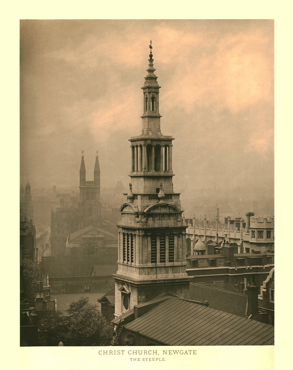 Christ Church, Newgate, Der Kirchturm, Mitte bis Ende des 19. Jahrhunderts von Unbekannt