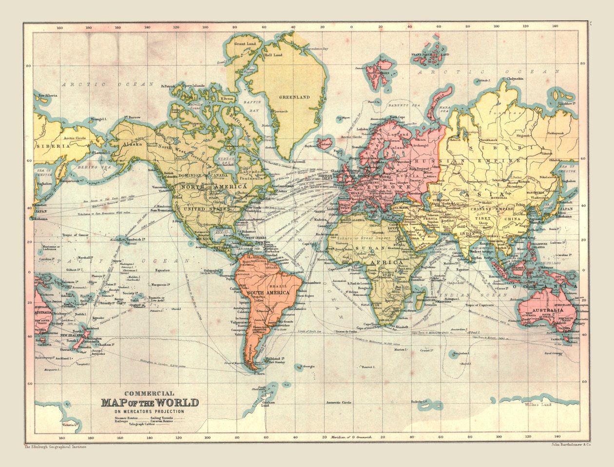 Handelskarte der Welt, 1902 von Unbekannt