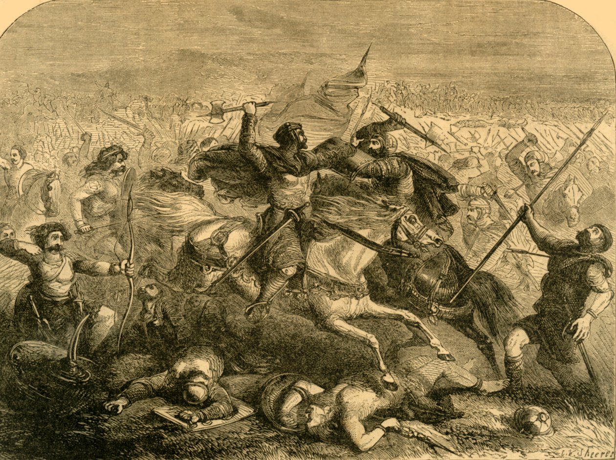 Niederlage der Sachsen durch Arthur, ca. 1890 von Unbekannt