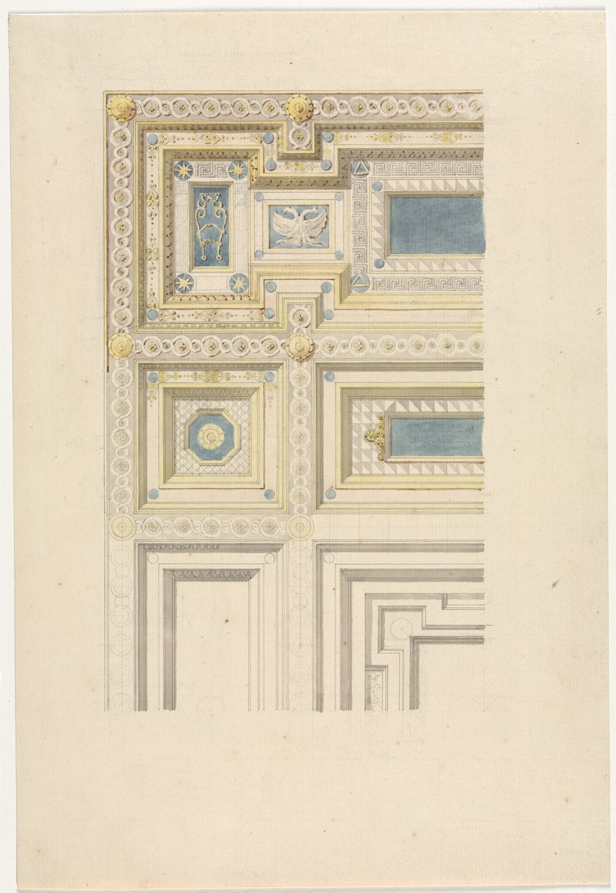 Entwurf für eine ornamentale Decke, 19. Jahrhundert von Unbekannt