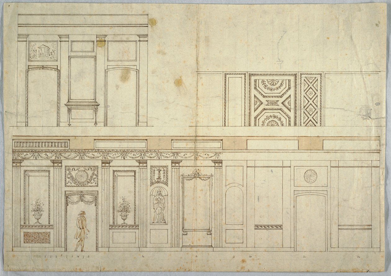 Zeichnung, Entwurf für ein Interieur, 1800–1820 von Unbekannt