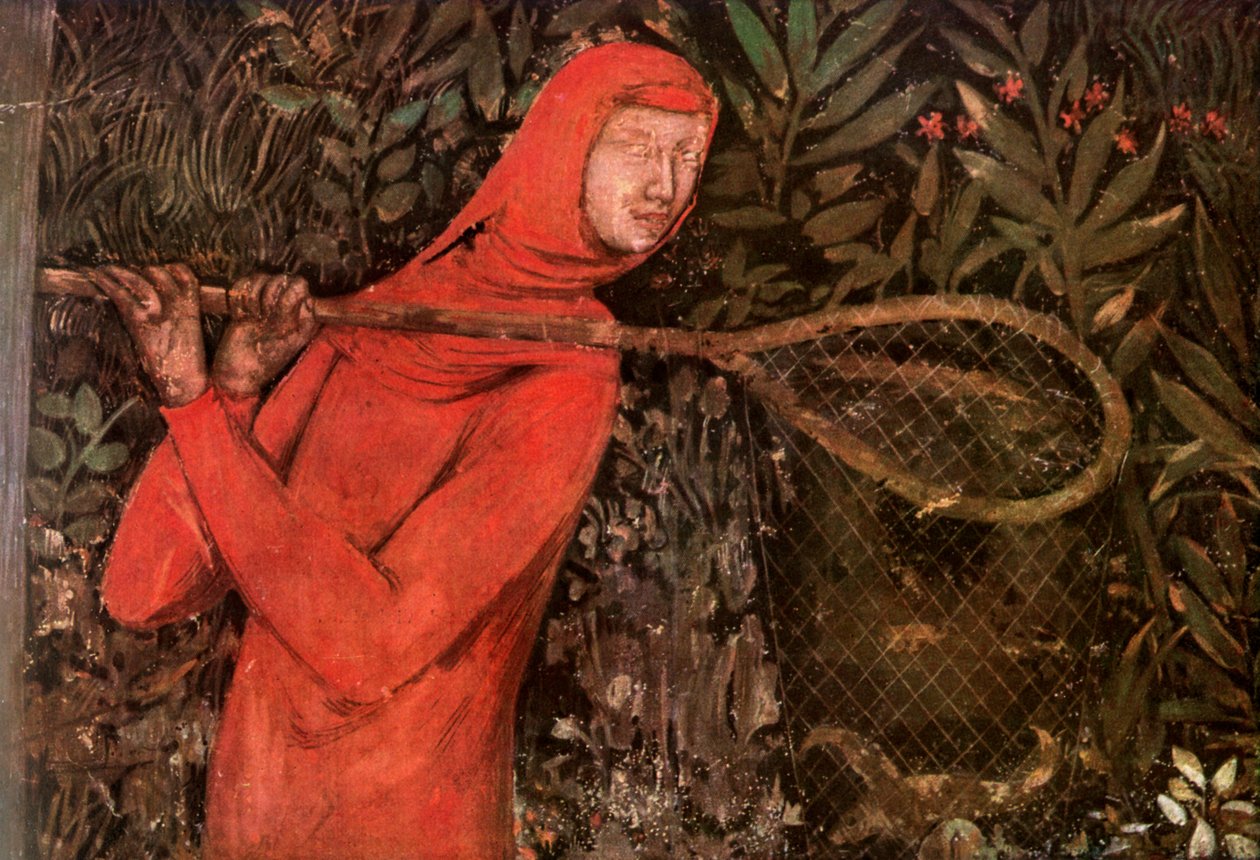 Fischen, Fragment eines Freskos, 14. Jahrhundert, 1909 von Unbekannt