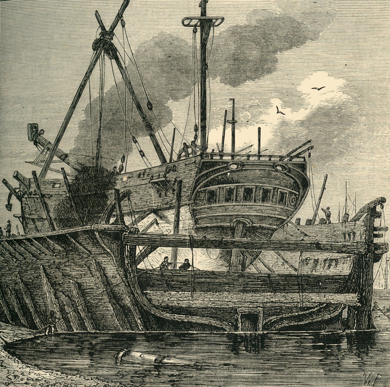 Schwimmendes Dock, Deptford 1820, um 1878 von Unbekannt